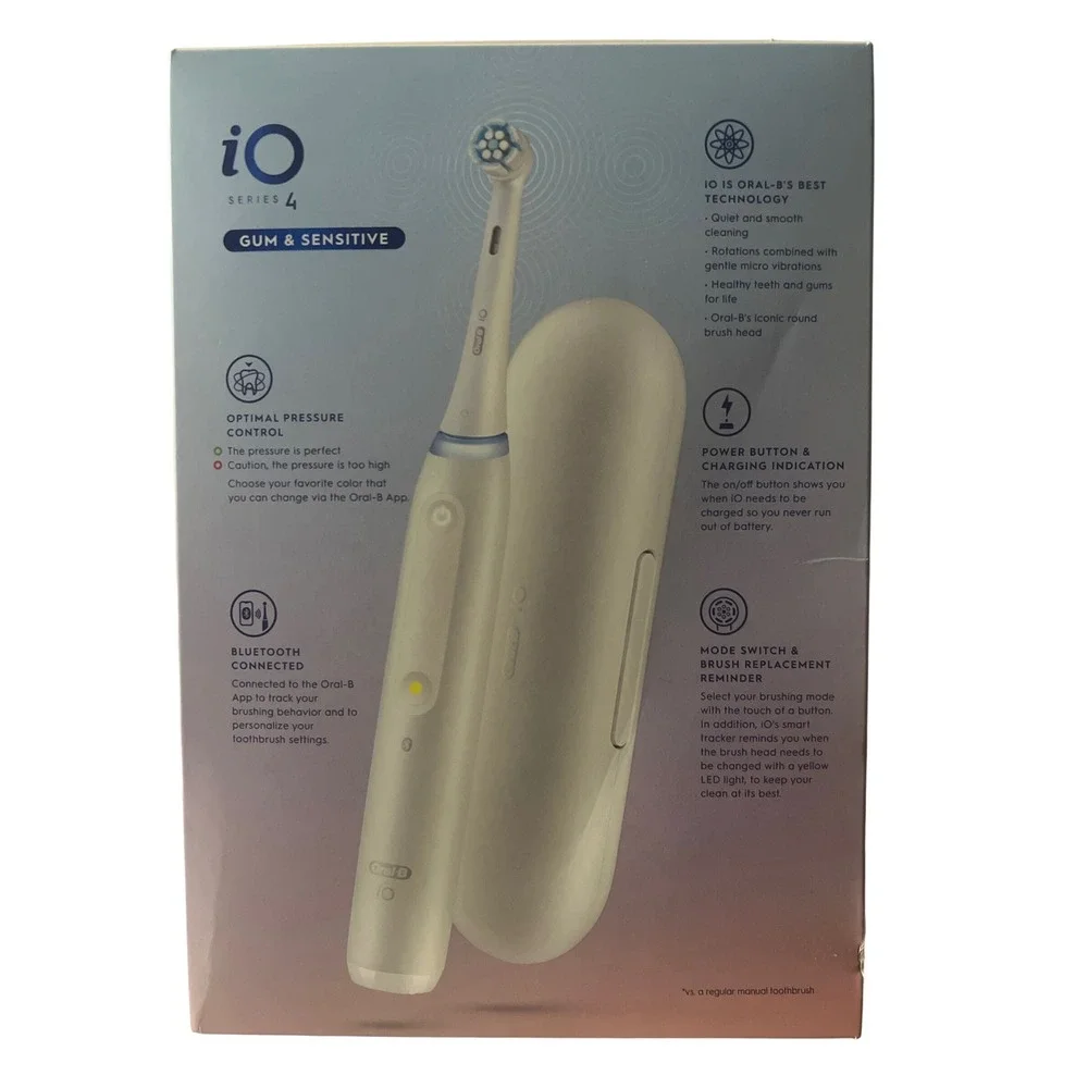 Oral-B iO Series 4 Rechargeable Electric Toothbrush White Gum & Sensitive Care
